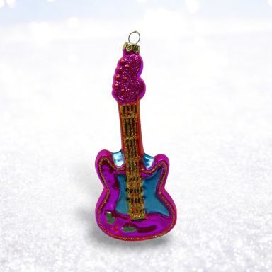 Neon Pink Guitar Ornaments Set Of 2 Christmas Decor *SHIPS WITHIN 10 DAYS* NEW 2025