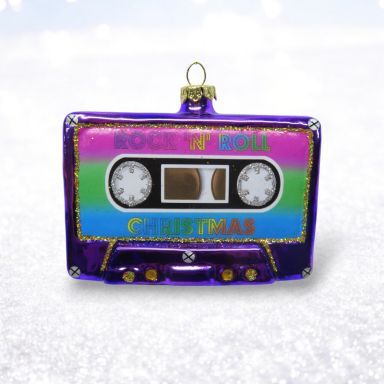 Neon Purple Cassette Ornaments Set Of 2 Christmas Decor *SHIPS WITHIN 10 DAYS* NEW 2025