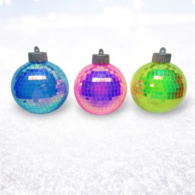 Neon Disco Ball Ornaments Set Of 3 Christmas Decor *SHIPS WITHIN 10 DAYS*