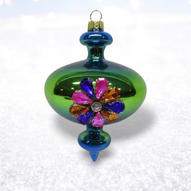 Ombre Blue/Green With Jewels Ornaments Set Of 2 Christmas Decor *SHIPS WITHIN 10 DAYS* NEW 2025