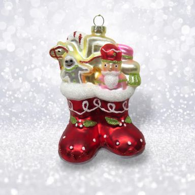 Santa Boots Ornaments Set Of 2 Christmas Decor *SHIPS WITHIN 10 DAYS* NEW 2025
