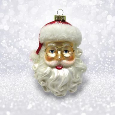 Santa Head With Holly Ornaments Set Of 2 Christmas Decor *SHIPS WITHIN 10 DAYS* NEW 2025