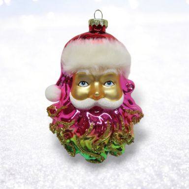 Neon Santa Head Ornaments Set Of 2 Christmas Decor *SHIPS WITHIN 10 DAYS* NEW 2025