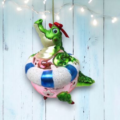 Plump Mama Gator Ornaments Set Of 2 Nautical Christmas Decor *SHIPS WITHIN 10 DAYS* NEW 2025