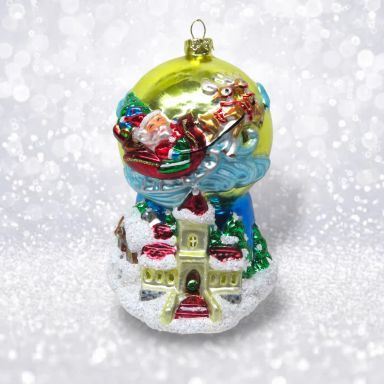 Santa Sleigh Globe Ornaments Set Of 2 Christmas Decor *SHIPS WITHIN 10 DAYS* NEW 2025