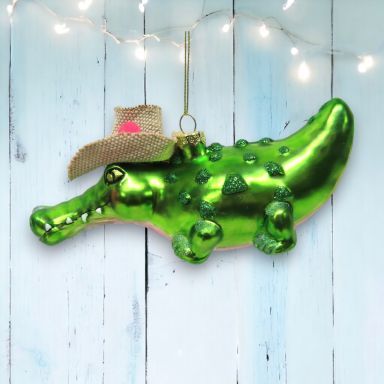 Gator With Hat Ornaments Set Of 2 Nautical Christmas Decor *SHIPS WITHIN 10 DAYS* NEW 2025