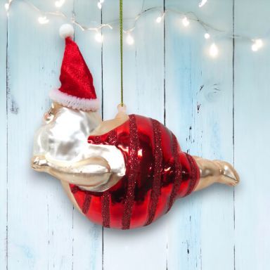Plump Santa Swimmer Ornaments Set Of 2 Nautical Christmas Decor *SHIPS WITHIN 10 DAYS* NEW 2025