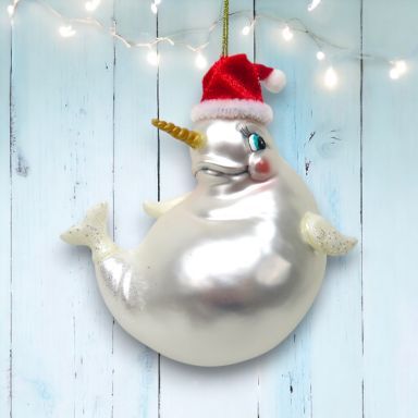 Plump Norwhale Ornaments Set Of 2 Nautical Christmas Decor *SHIPS WITHIN 10 DAYS* NEW 2025