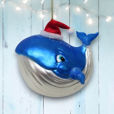 Plump Blue Whale Ornaments Set Of 2 Nautical Christmas Decor *SHIPS WITHIN 10 DAYS* NEW 2025