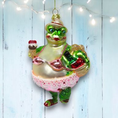 Plump Beach Frog Lady Ornaments Set Of 2 Nautical Christmas Decor *SHIPS WITHIN 10 DAYS* NEW 2025