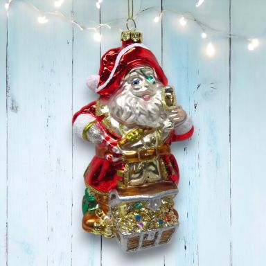 Pirate Santa Captain Ornaments Set Of 2 Nautical Christmas Decor *SHIPS WITHIN 10 DAYS* NEW 2025