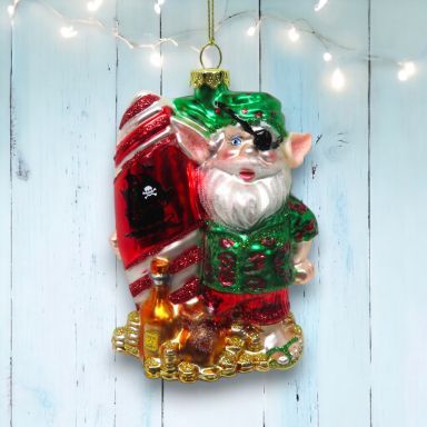 Pirate Santa With Eye Patch Ornaments Set Of 2 Nautical Christmas Decor *SHIPS WITHIN 10 DAYS* NEW 2025