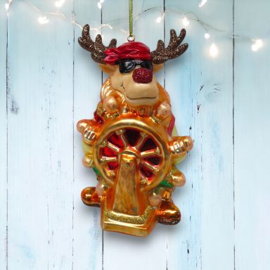 Pirate Reindeer Ornaments Set Of 2 Nautical Christmas Decor *SHIPS WITHIN 10 DAYS* NEW 2025