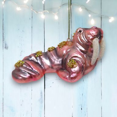 Pink Sea Lion Ornaments Set Of 2 Nautical Christmas Decor NEW 2025