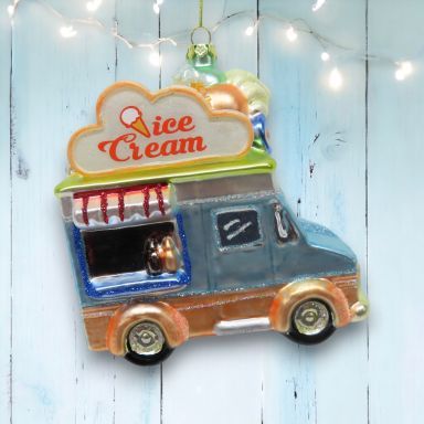 Ice Cream Truck Ornaments Set Of 2 Nautical Christmas Decor *SHIPS WITHIN 10 DAYS* NEW 2025