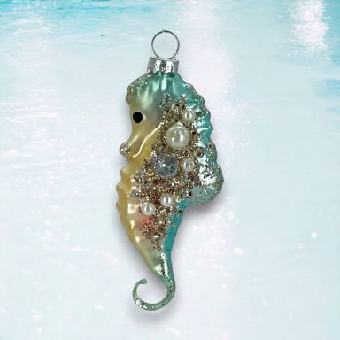 Blue Seahorse Ornaments Set Of 2 Nautical Christmas Decor *SHIPS WITHIN 10 DAYS* NEW 2025