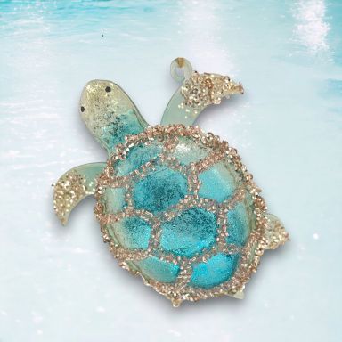 Sea Green Turtle Ornaments Set Of 2 Nautical Christmas Decor *SHIPS WITHIN 10 DAYS* NEW 2025