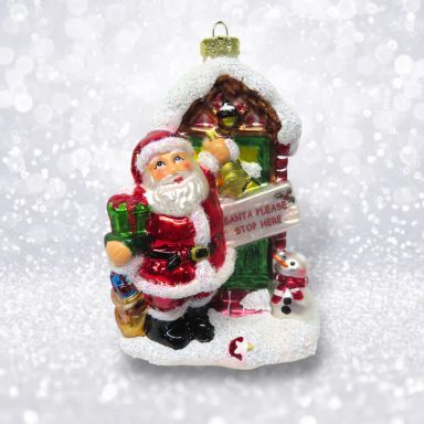 Santa In Doorway Ornaments Set Of 2 Christmas Decor *SHIPS WITHIN 10 DAYS* NEW 2025
