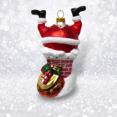 Santa Stuck In Chimney Ornaments Set Of 2 Christmas Decor *SHIPS WITHIN 10 DAYS* NEW 2025