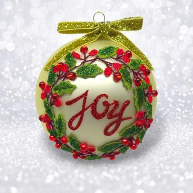 Joy Wreath Ornaments Set Of 2 Christmas Decor *SHIPS WITHIN 10 DAYS* NEW 2025