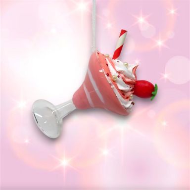 Strawberry Sundae Ornaments Set Of 2 Christmas Decor *SHIPS WITHIN 10 DAYS* NEW 2025