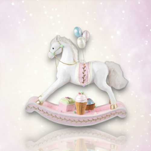 PRE-ORDER 26&quot; White Rocking Horse Birthday Decor *SHIPS 1/2026* NEW 2026