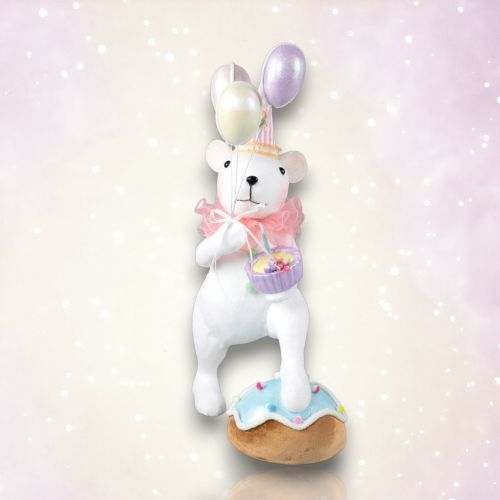 PRE-ORDER 20&quot; White Bear With Balloons Birthday Decor *SHIPS 1/2026* NEW 2026