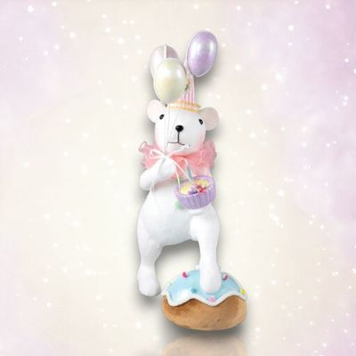PRE-ORDER 20&quot; White Bear With Balloons Birthday Decor *SHIPS 1/2026* NEW 2026