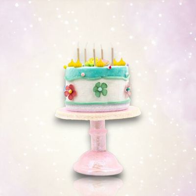PRE-ORDER 14&quot; Birthday Cake On Pink Stand Birthday Decor *SHIPS 1/2026* NEW 2026