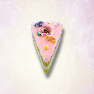 PRE-ORDER 5&quot; Pink Cake Slice Ornament Set Of 2 Birthday Decor *SHIPS 1/2026* NEW 2026