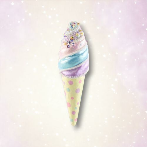 PRE-ORDER 9&quot; Yellow Rainbow Cone Ornament Set Of 2 Birthday Decor *SHIPS 1/2026* NEW 2026