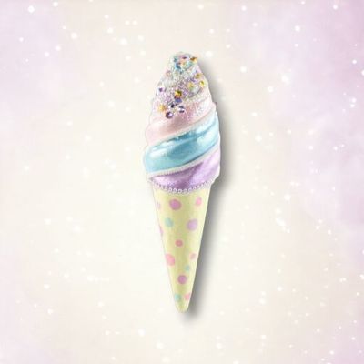 PRE-ORDER 9&quot; Yellow Rainbow Cone Ornament Set Of 2 Birthday Decor *SHIPS 1/2026* NEW 2026
