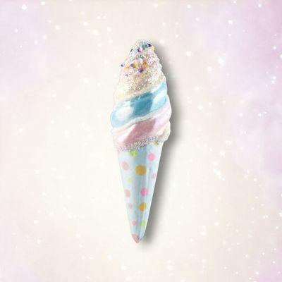 PRE-ORDER 9&quot; Blue Rainbow Cone Ornament Set Of 2 Birthday Decor *SHIPS 1/2026* NEW 2026