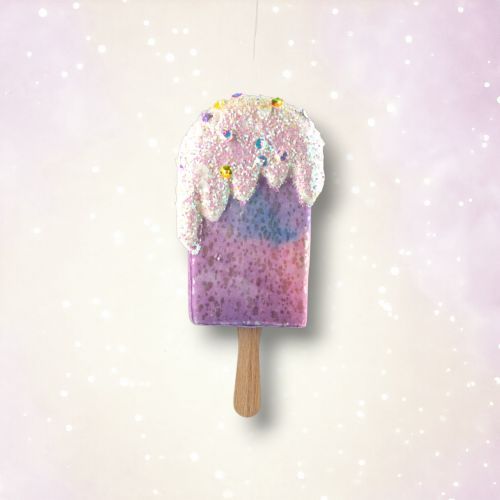 PRE-ORDER 6&quot; Purple Ice Cream Ornament Set Of 2 Birthday Decor *SHIPS 1/2026* NEW 2026