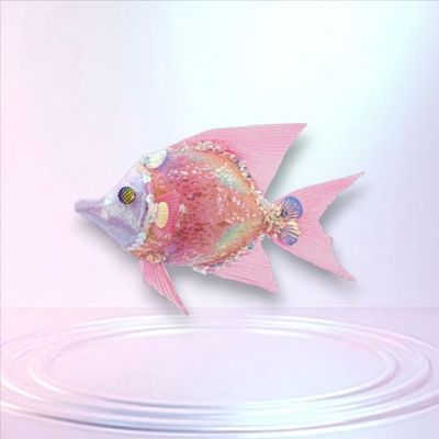 PRE-ORDER 7&quot; Pink Iridescent Fish Ornament Set Of 2 Coastal Decor *SHIPS 3/2026* NEW 2026