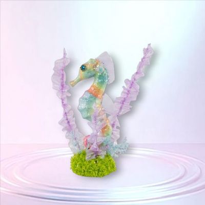 PRE-ORDER 16.5&quot; Purple Seahorse On Moss Base Coastal Decor *SHIPS 3/2026* NEW 2026