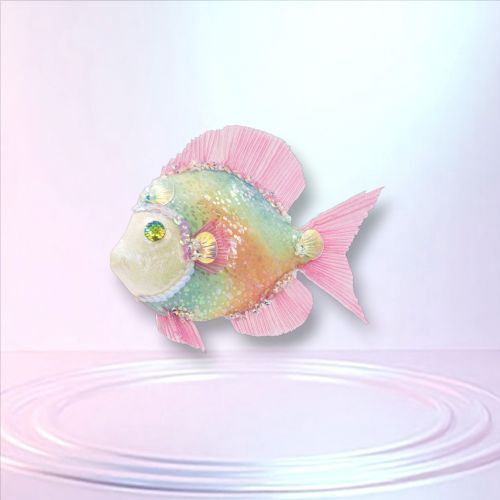 PRE-ORDER 7&quot; Rainbow Fish Ornament Set Of 2 Coastal Decor *SHIPS 3/2026* NEW 2026