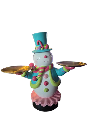 Snowman With Serving Trays Christmas Decor NEW 2025