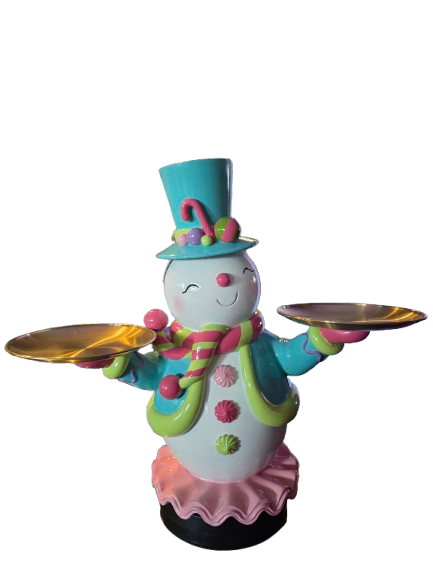 Snowman With Serving Trays Christmas Decor NEW 2025