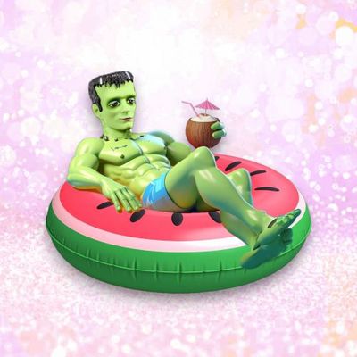 PRE-ORDER 12&quot; Summer Monster Frankenstein In Pool Float Halloween Decor *SHIPS 3/2026* NEW 2026