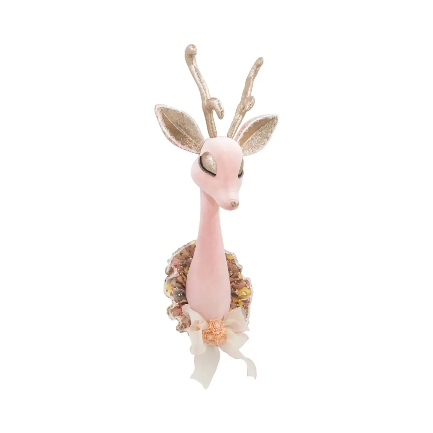 17&quot; Pink Deer Head Wall Mount Christmas Decor *SHIPS WITHIN 10 DAYS* NEW 2025