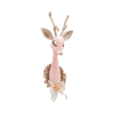 17&quot; Pink Deer Head Wall Mount Christmas Decor *SHIPS WITHIN 10 DAYS* NEW 2025