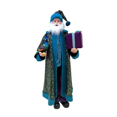 22" Peacock Santa With Gift Christmas Decor *SHIPS WITHIN 10 DAYS* NEW 2025