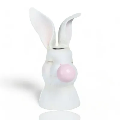 12" Bunny Blowing Bubble Vase Easter Decor NEW 2025