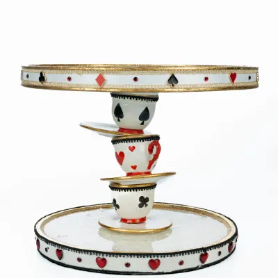 9.5 Topsy Turvy Teacup Cake Plate Christmas Decor *SHIPS WITHIN 10 DAYS* NEW 2025