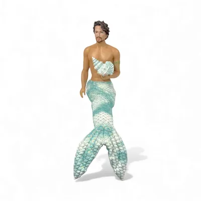 PRE-ORDER  42" Merman With Fabric Tail Coastal Decor *SHIPS 5/2026* NEW 2026