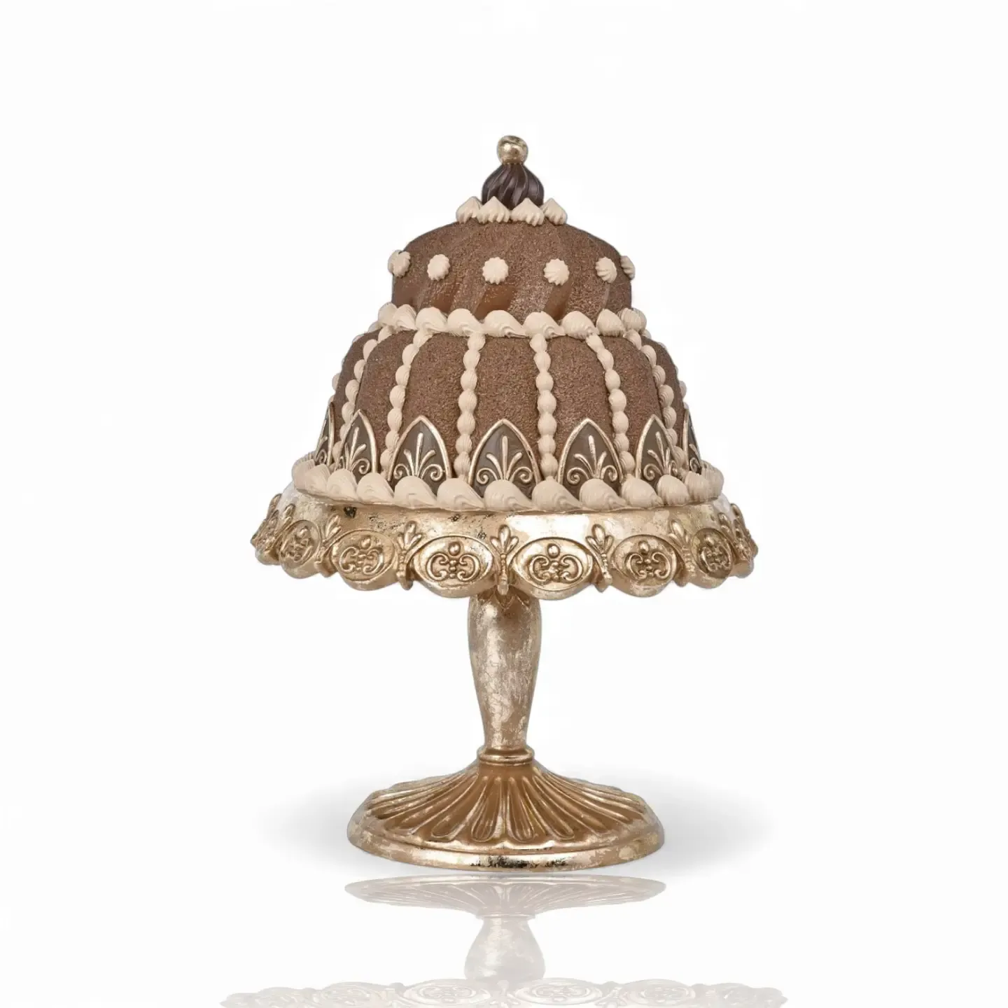 PRE-ORDER 14" Chocolate Bundt Cake On Pedestal Christmas Decor *SHIPS 9/2026* NEW 2026