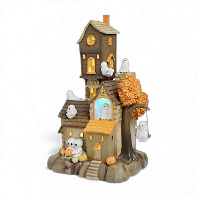 PRE-ORDER 22" Musical LED Rotating Ghost House Halloween Decor *SHIPS 6/2026* NEW 2026