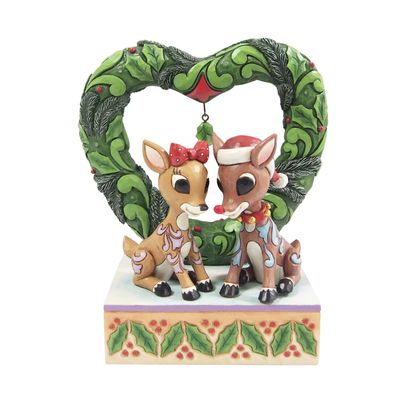 PRE-ORDER Rudolph &amp; Clarice Heart Wreathe By: Rudolph Jim Shore *SHIPS 6/2026* NEW 2026