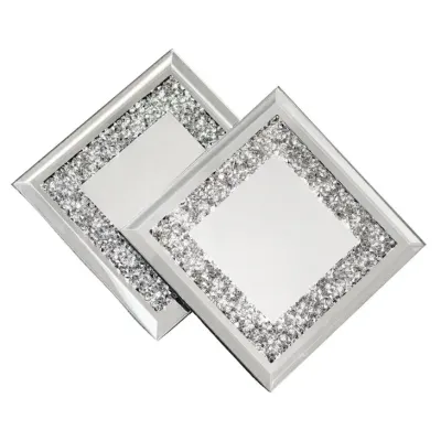 Rhinestone Crystal-Filled Coaster Set of 4 4x4